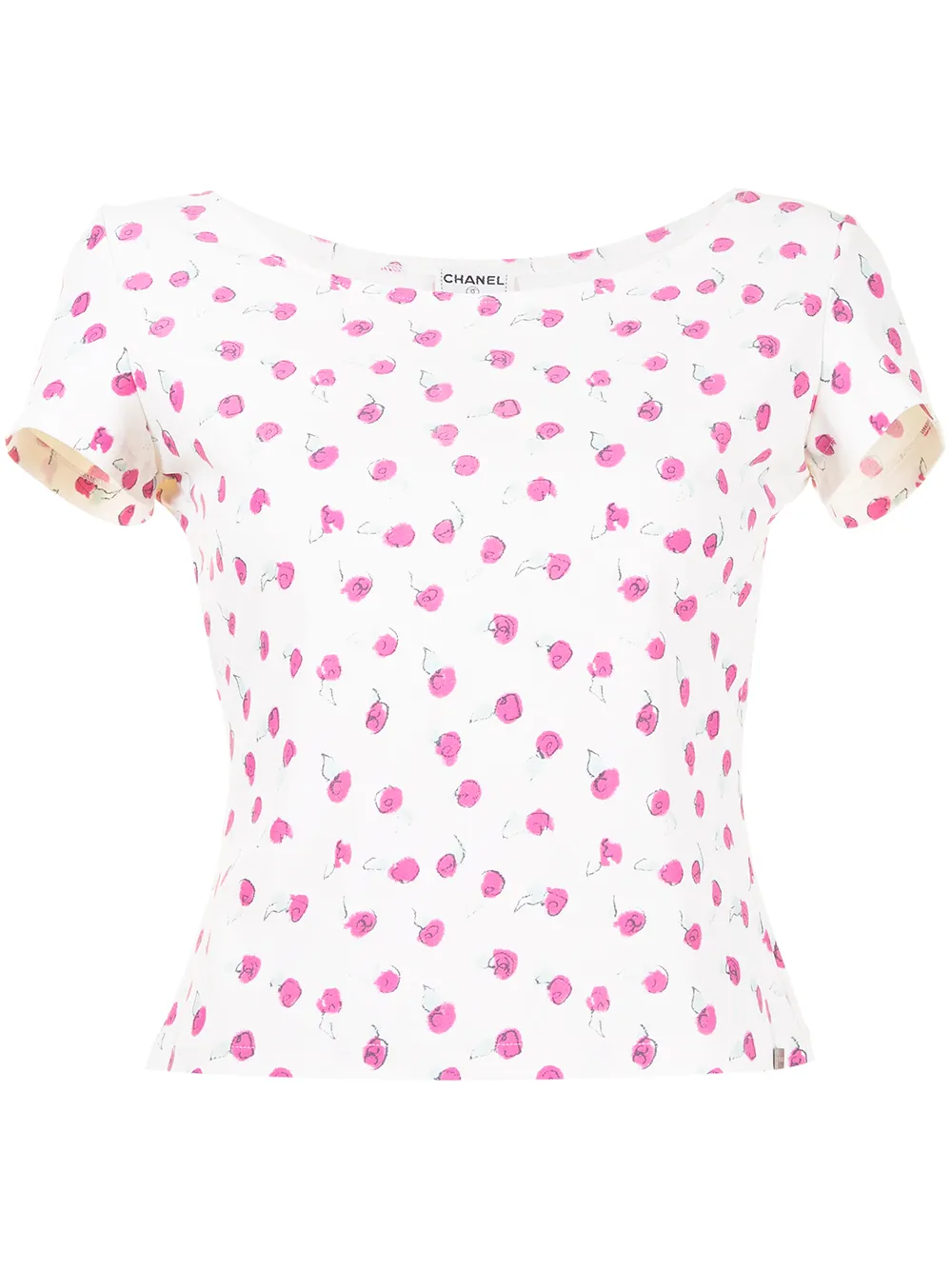 Pre-owned Chanel 1999 Camellia Print T-shirt In White