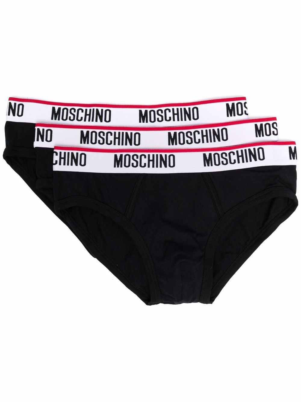 Image 1 of Moschino logo-waistband three-pack briefs