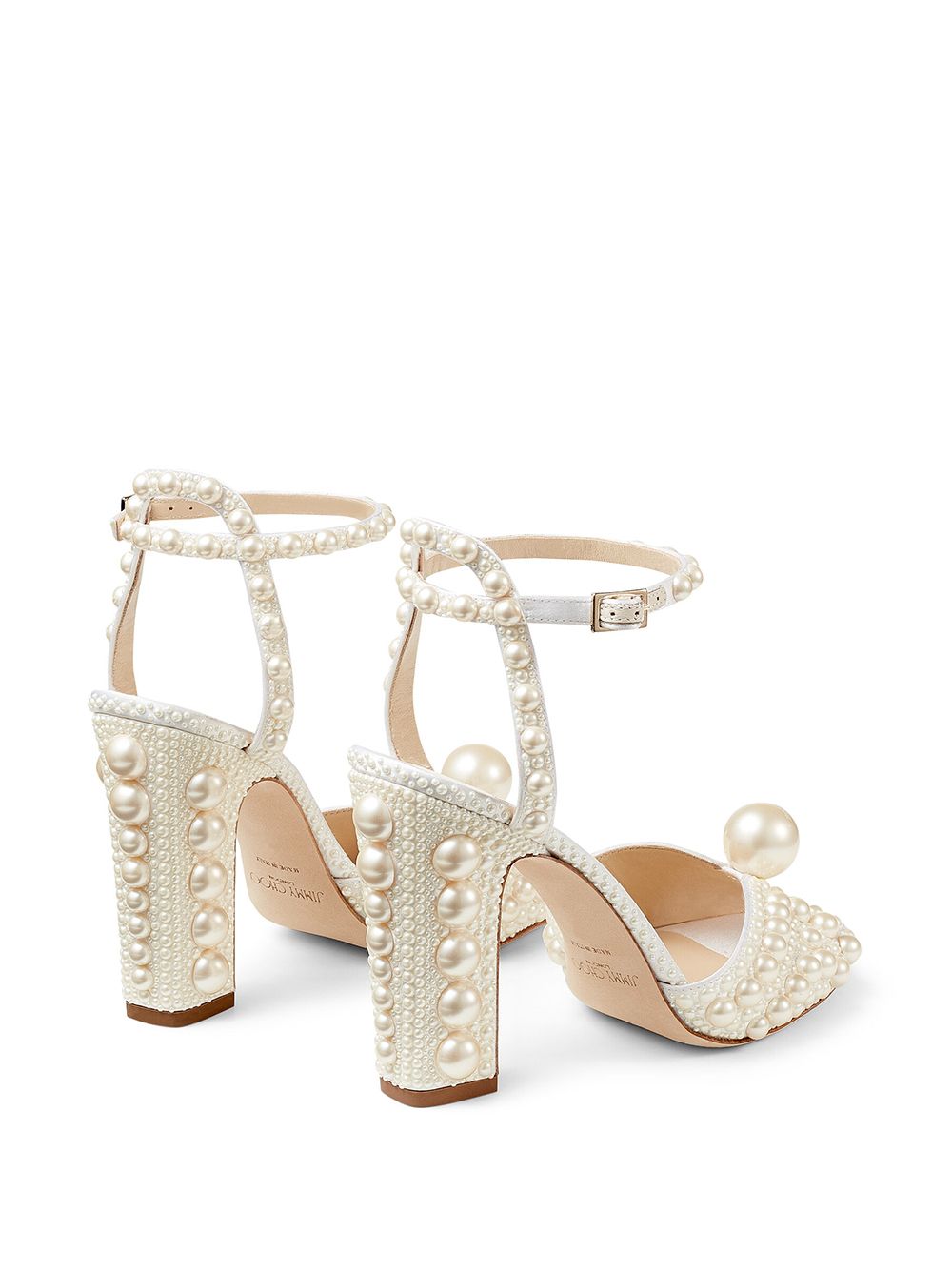Shop Jimmy Choo Sacaria Pearl-embellished Sandals In White