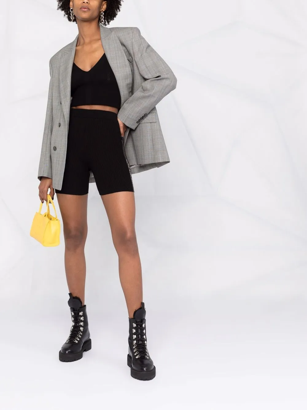 Off-White Fietsshorts met logoband - Zwart