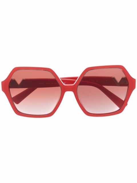 valentino clear lens hexagonal acetate frame vlogo signature