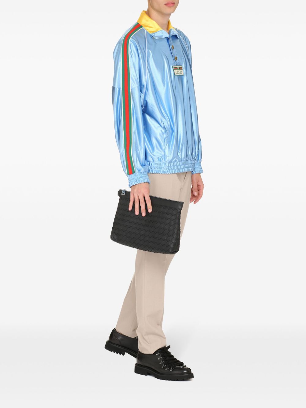 Gucci Web-detail shiny jersey sweatshirt - Blue