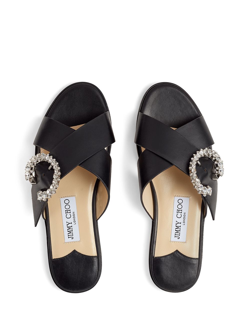 Jimmy Choo Marle crystal buckle sandals Black