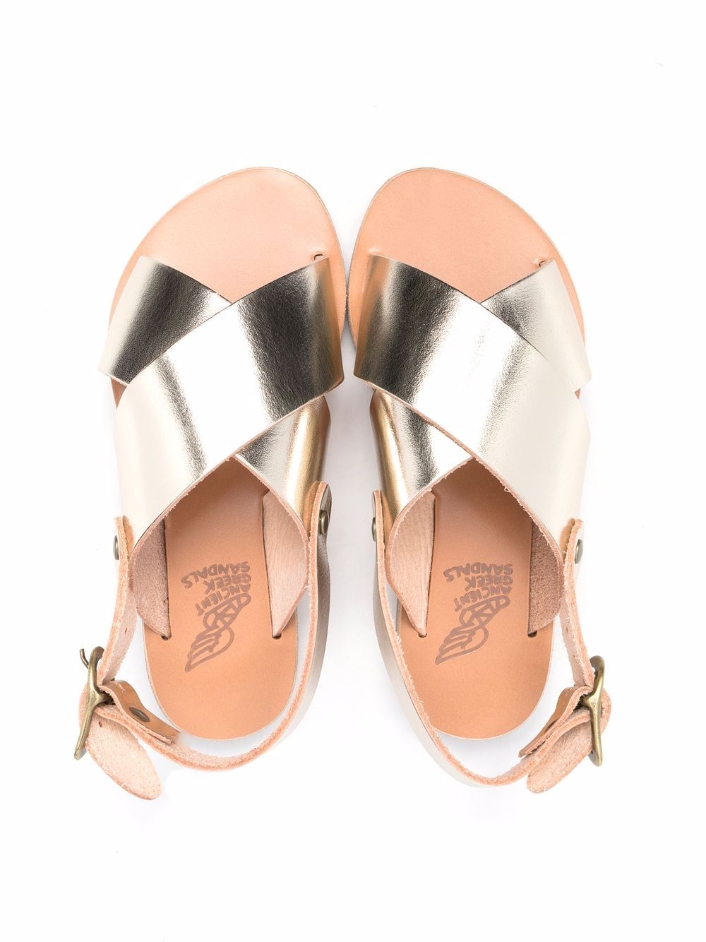 Shop Ancient Greek Sandals Little Maria Cross-strap Sandals In Gold