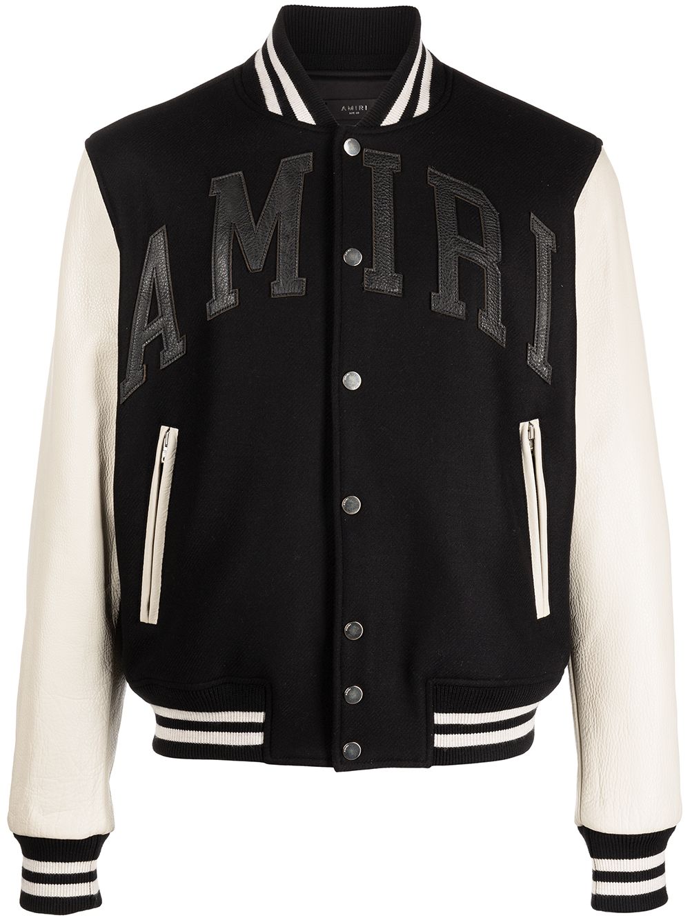 Amiri Logo-appliqué Wool-blend Varsity Jacket In 黑色 | ModeSens