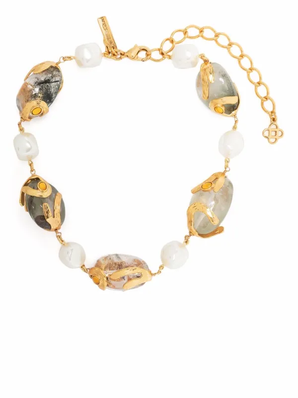 Oscar de la Renta Pearl Bead Bracelet in Gold