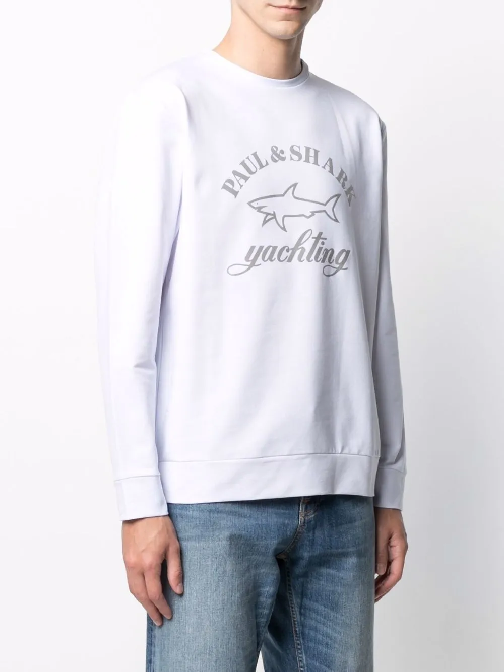  Paul & Shark Sweatshirt Mit Logo Print   Weiß 