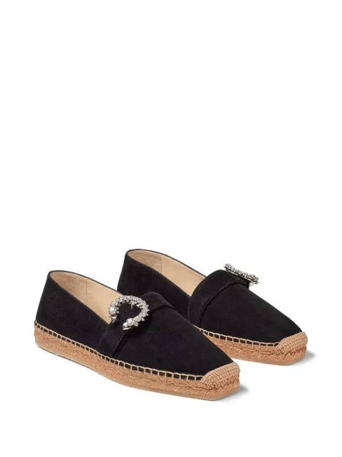jimmy choo dru embellished woven espadrilles