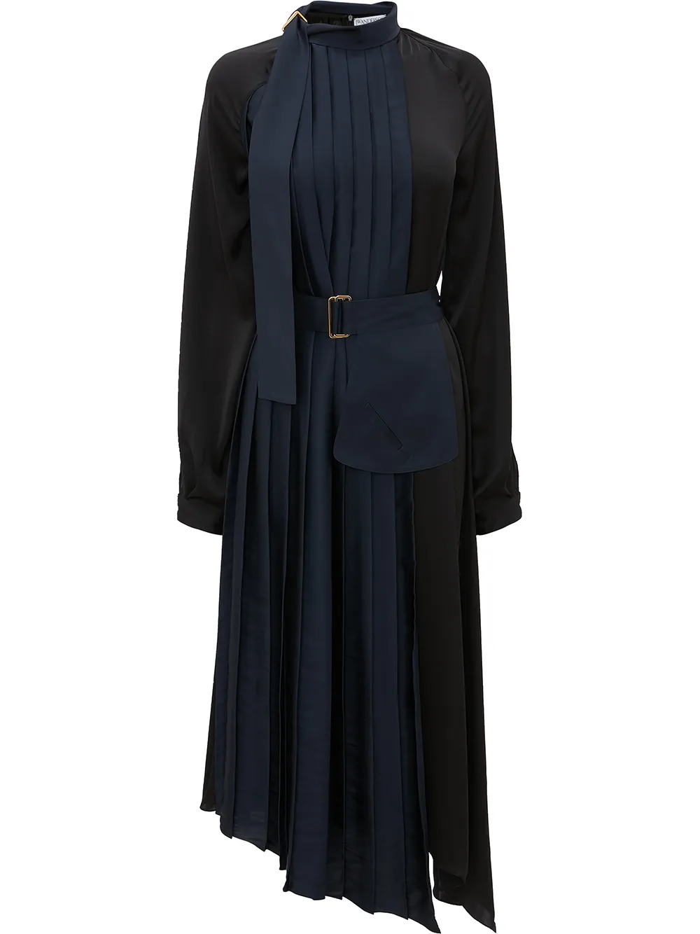 pleated-detail long-sleeve dress
