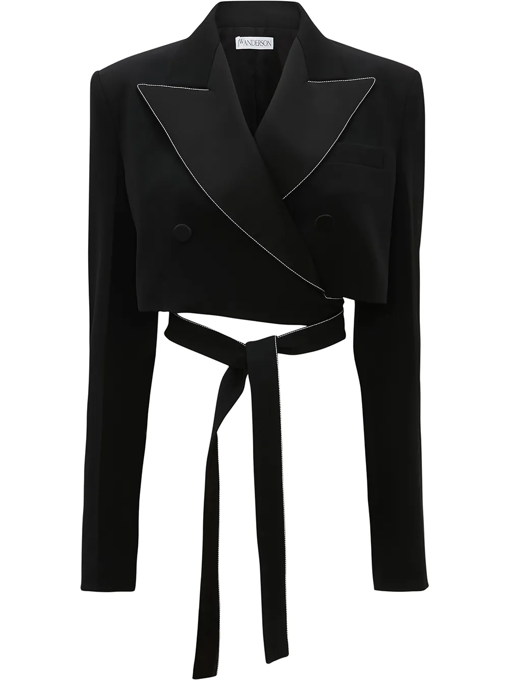 

JW Anderson cropped wraparound peak lapels blazer - Black