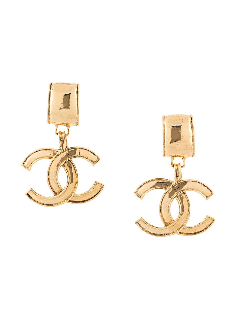 Chanel 22A White x Gold CC Logo Pierce Earrings 83cz629s