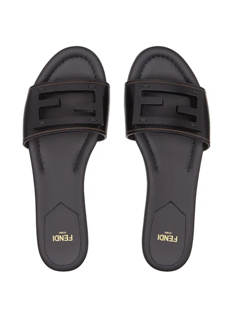 fendi promenade ff flat leather sandals