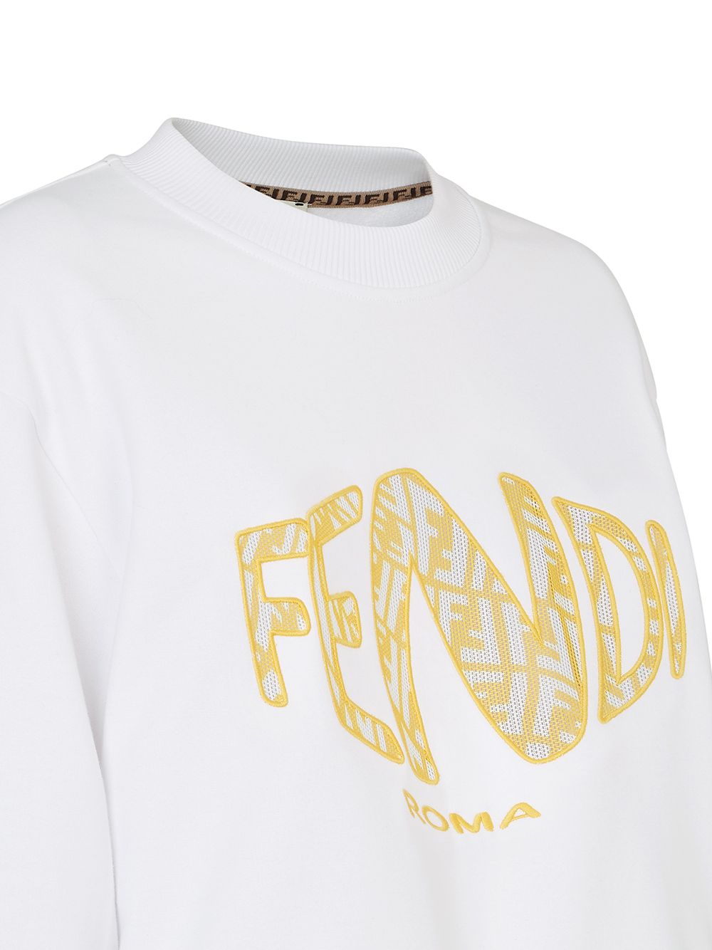 Shop Fendi Logo-print Cropped Sweatshirt In Weiss