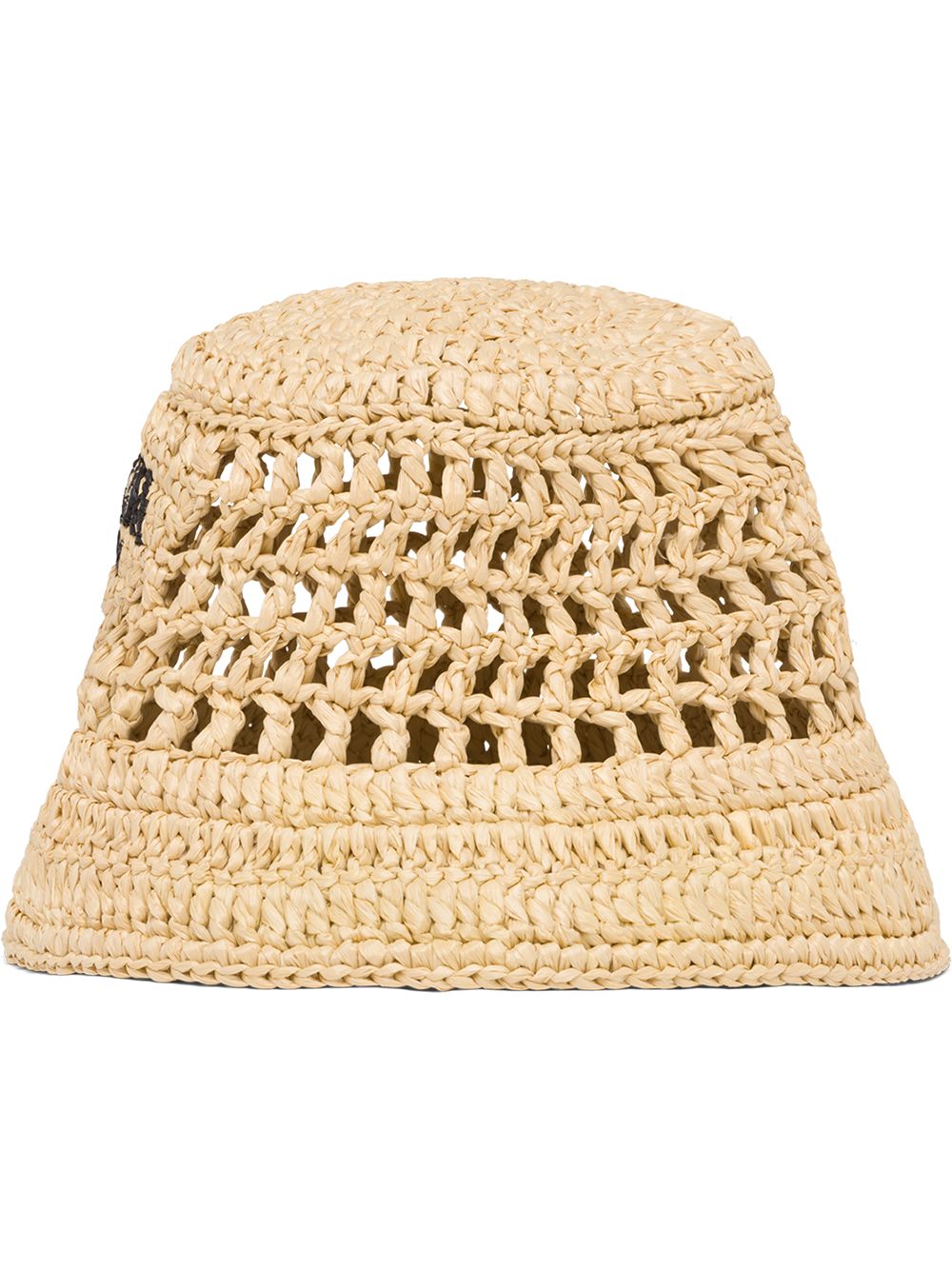 

Prada logo-embroidered woven raffia hat - Neutrals