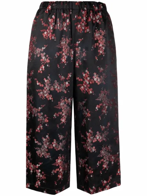 Comme Des Garçons Comme Des Garçons floral-print cropped trousers