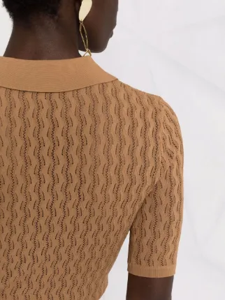 open-knit oversize-collar knitted top展示图