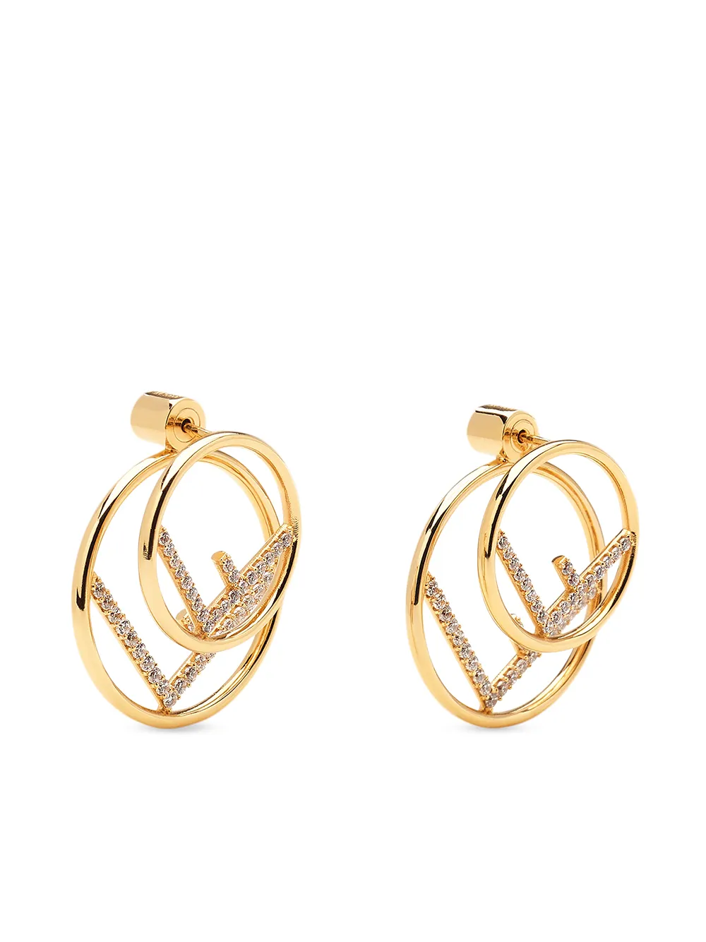 Fendi серьги-гвоздики с кристаллами и логотипом F