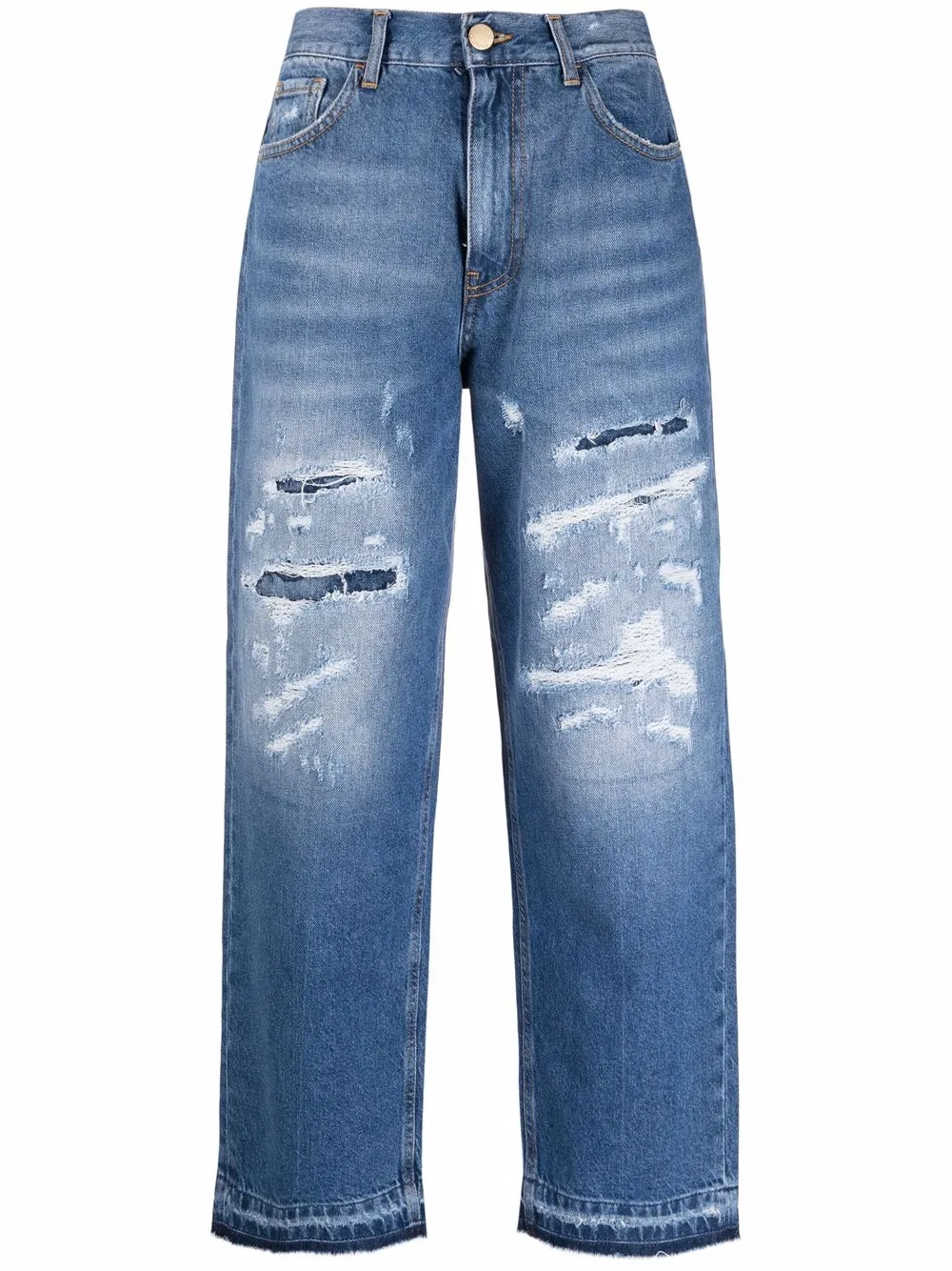 PINKO DISTRESSED CROPPED JEANS