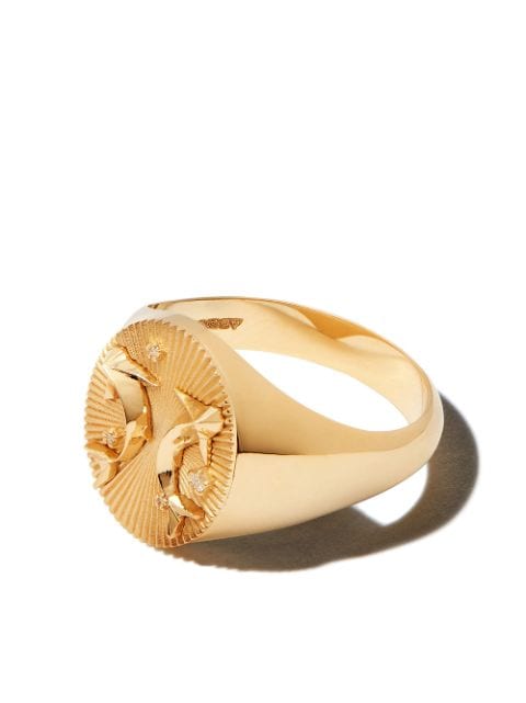 Foundrae 18kt yellow gold Pisces signet ring