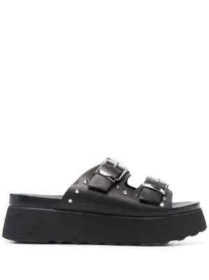 Casadei Birky Ale Flatform Slides | Black | FARFETCH CH