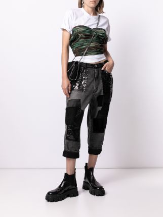 sequin-embellished cropped jeans展示图