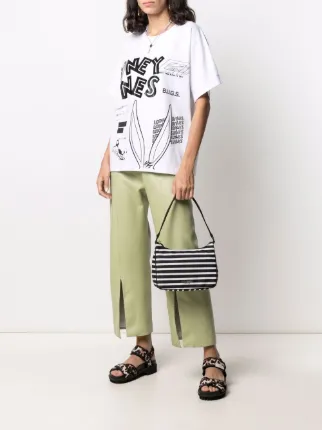 logo-plaque striped tote bag展示图