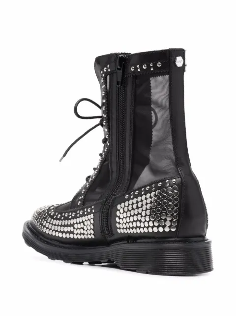 schutz turmalina crystal embellished combat boots