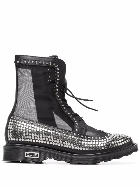 schutz turmalina crystal embellished combat boots