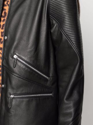 ribbed-panel biker jacket展示图