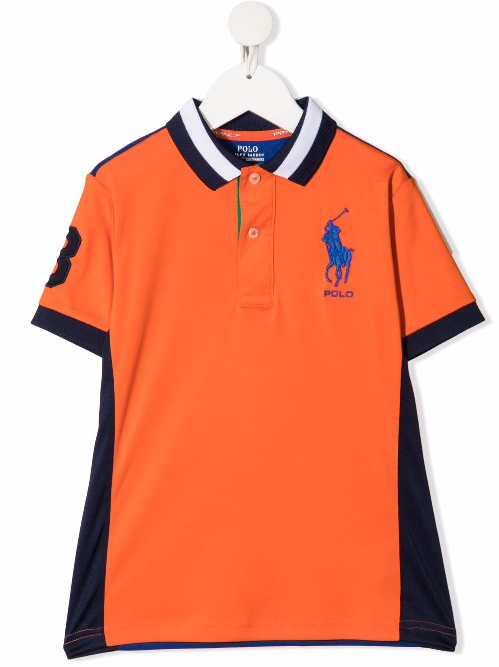 Ralph Lauren Polo Logo Colour-block Polo Shirt In 橘色