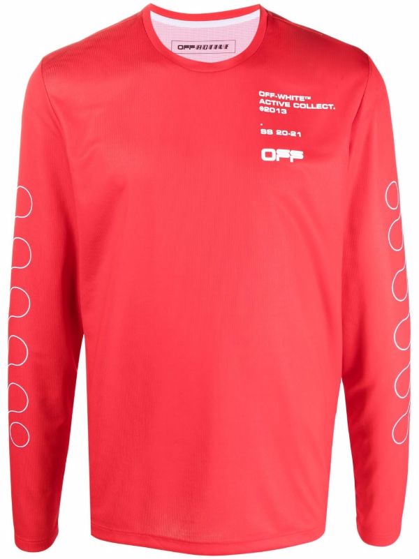 off white red long sleeve shirt