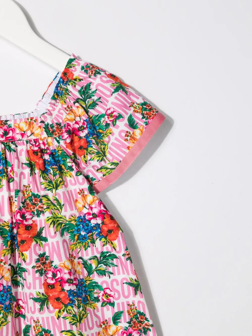 фото Moschino платье с логотипом и цветочным принтом