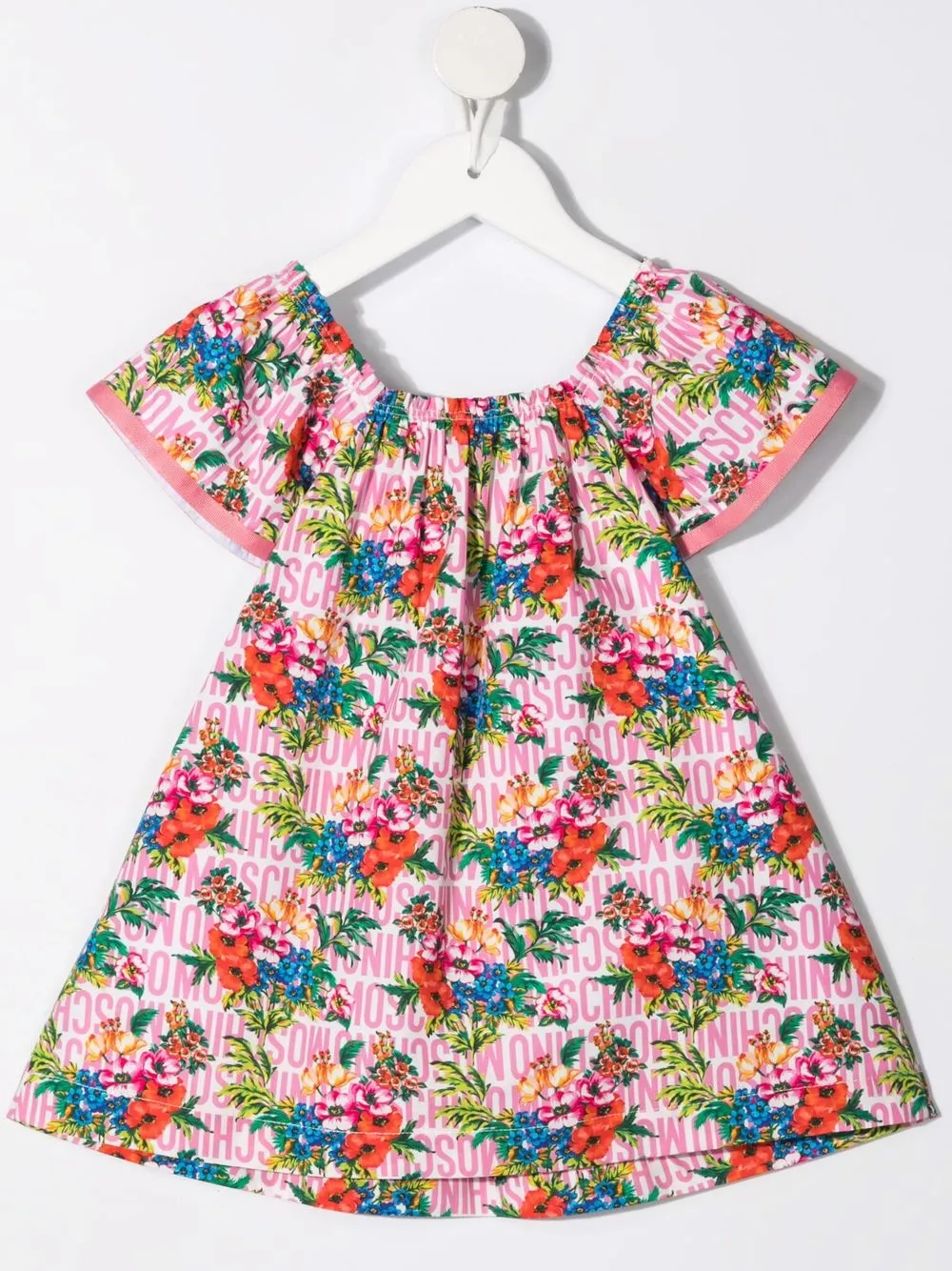 фото Moschino платье с логотипом и цветочным принтом