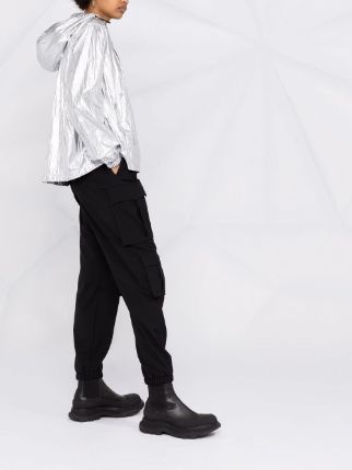 cropped laminated-effect jacket展示图