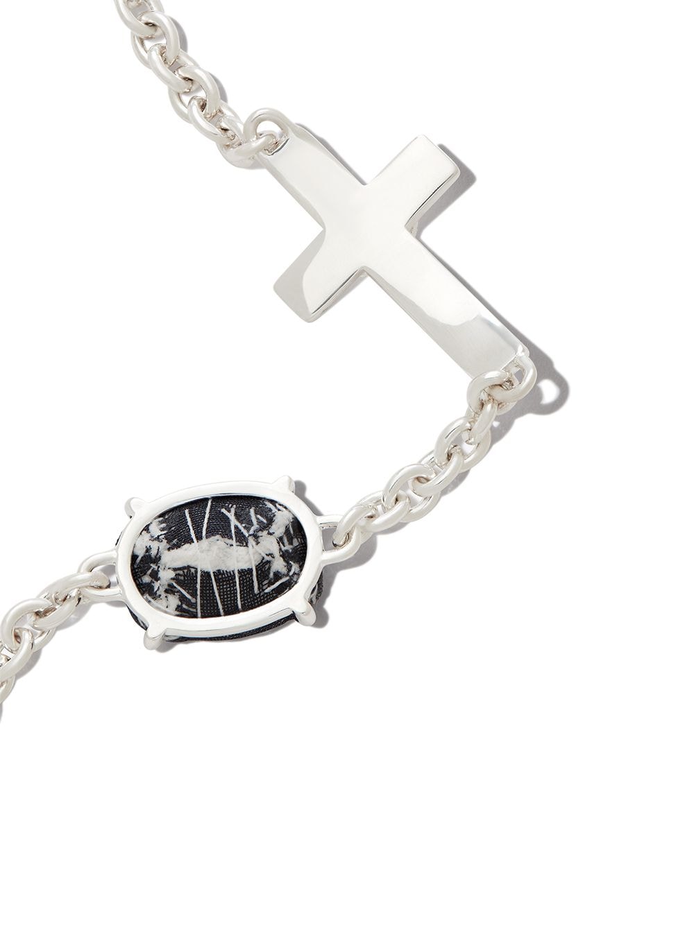 Shop Sweetlimejuice Oval Crucifix Chain Bracelet In Silver