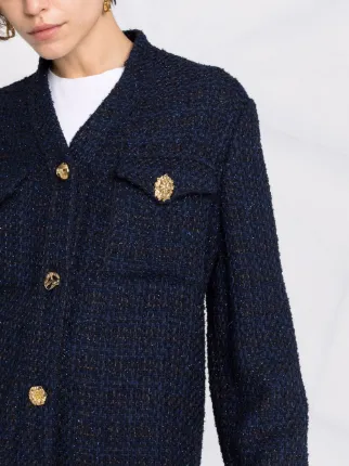 hopsack weave button-up jacket展示图