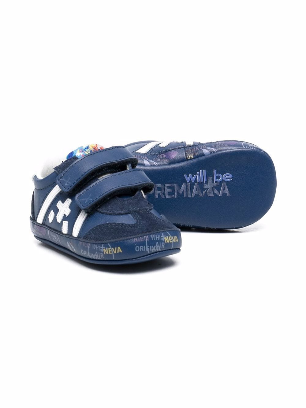 Premiata Kids Andy sneakers met klittenband - Blauw