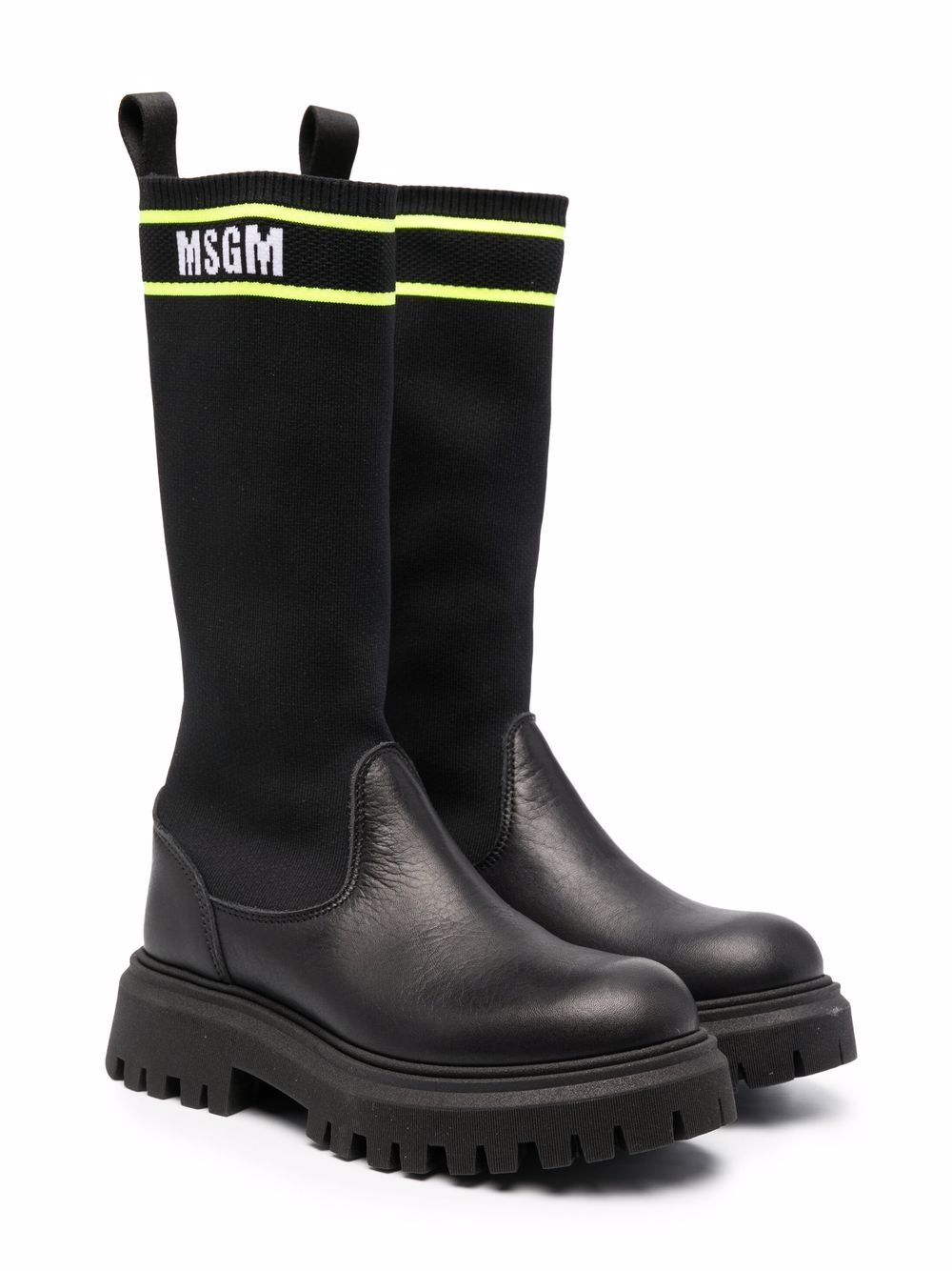 

MSGM Kids botas con logo estampado - Negro