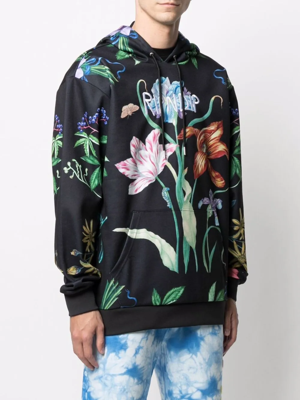 фото Ripndip худи с отделкой в рубчик и цветочным принтом