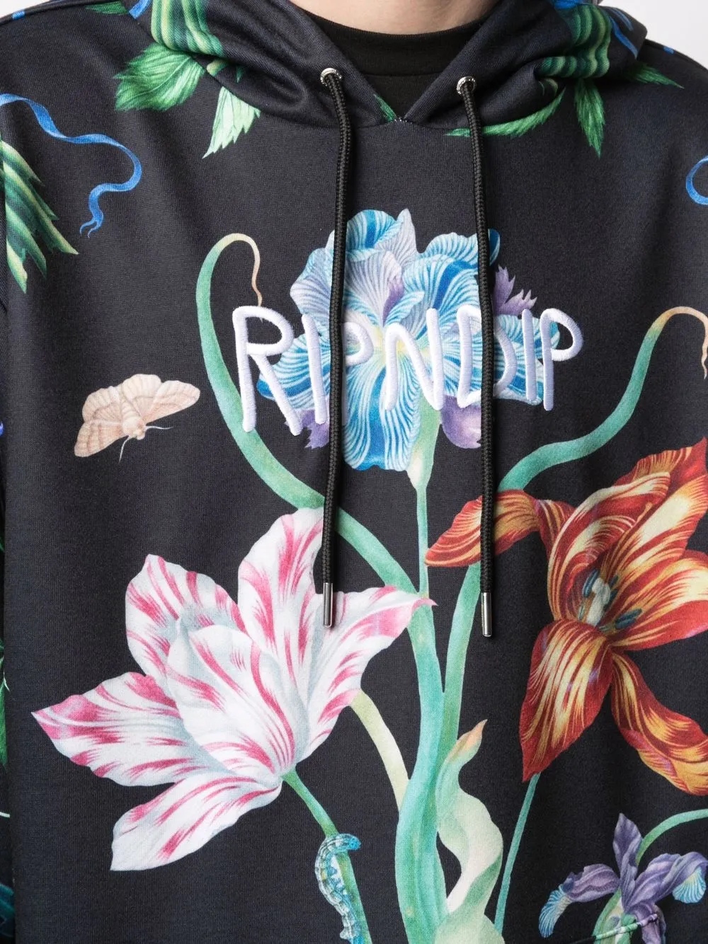 фото Ripndip худи с отделкой в рубчик и цветочным принтом
