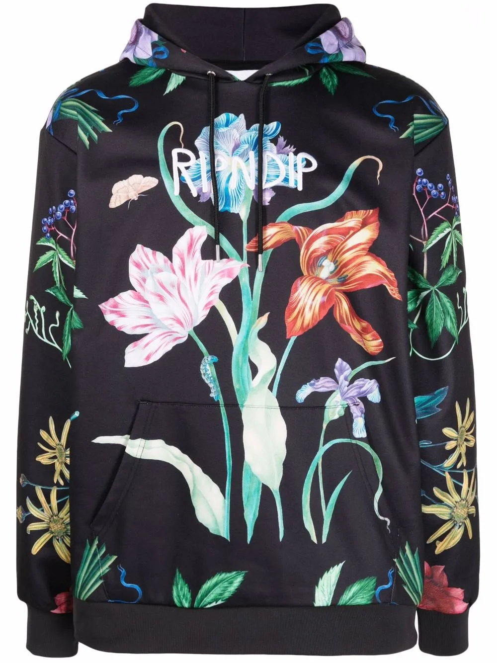 фото Ripndip худи с отделкой в рубчик и цветочным принтом