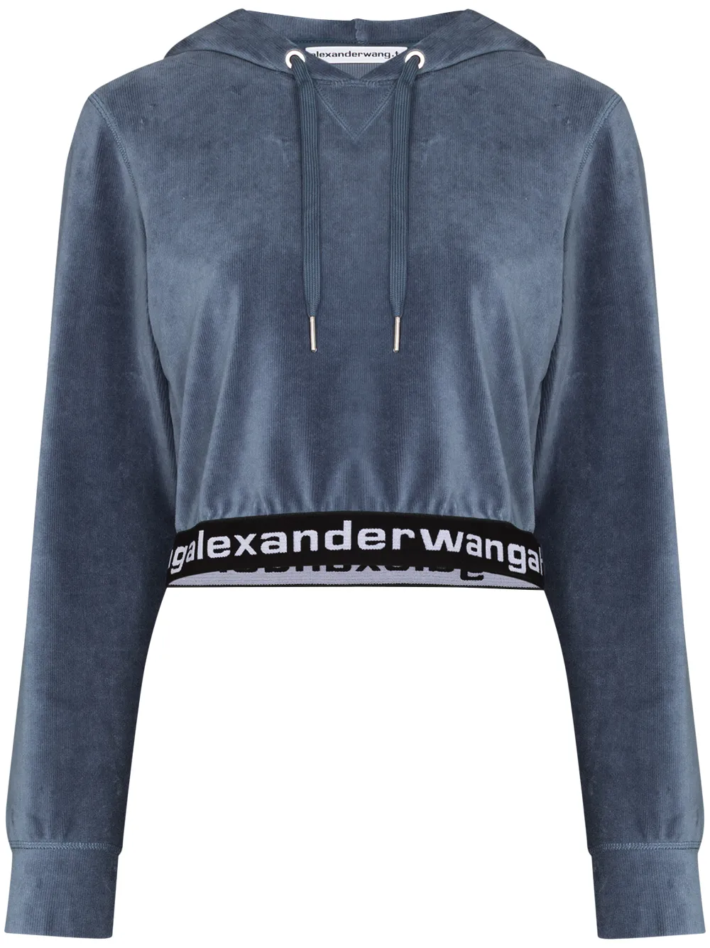 Image 1 of Alexander Wang logo-tape cropped hoodie