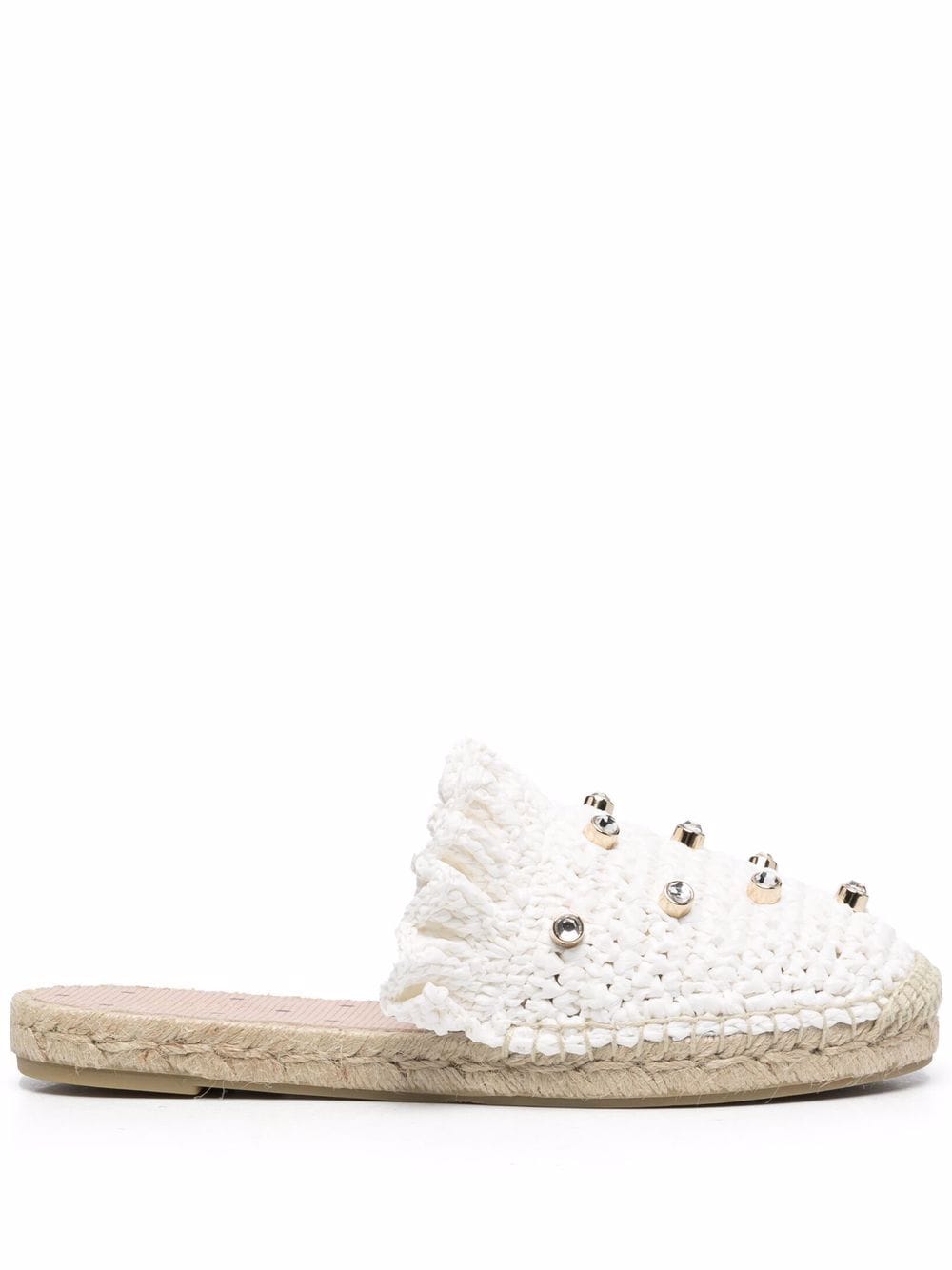 Redv Crystal-embellished Crochet Espadrilles In Weiss