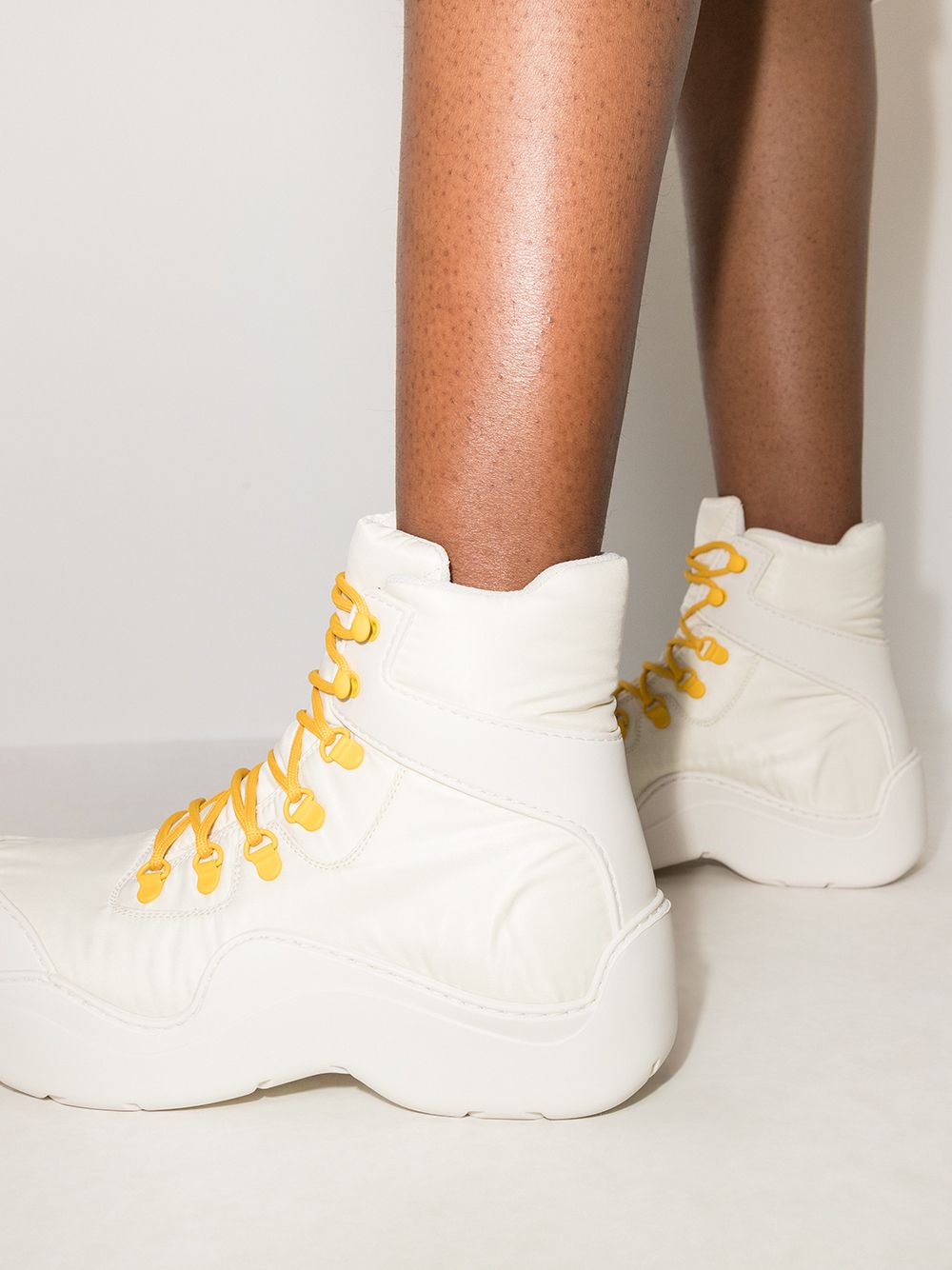 Shop Bottega Veneta Puddle Lace-up Boots In White