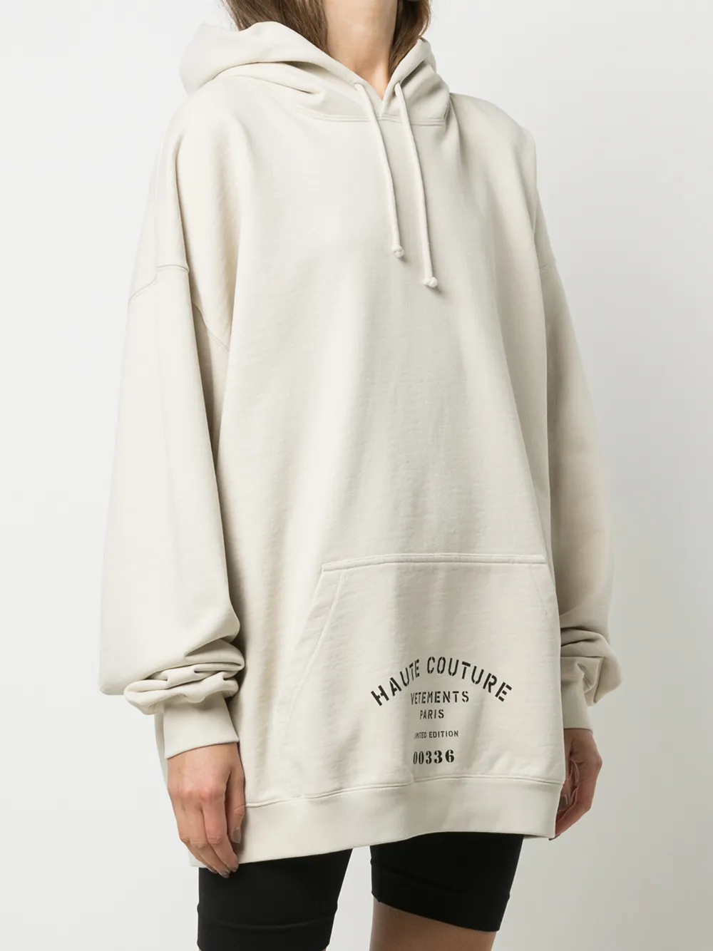 Vetements Slogan-print Drawstring Hoodie In Neutral