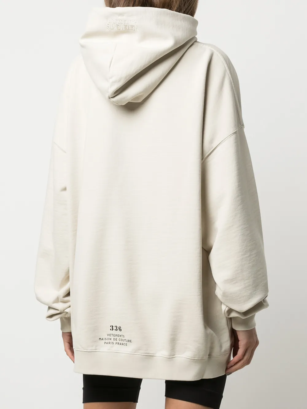 Vetements Slogan-print Drawstring Hoodie In Neutral