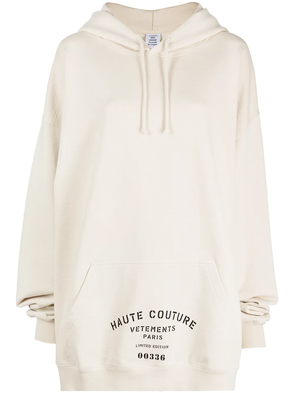 Vetements Slogan-print Drawstring Hoodie In Neutral