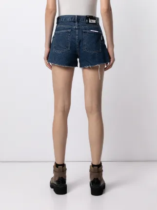 two-tone high-rise denim shorts展示图