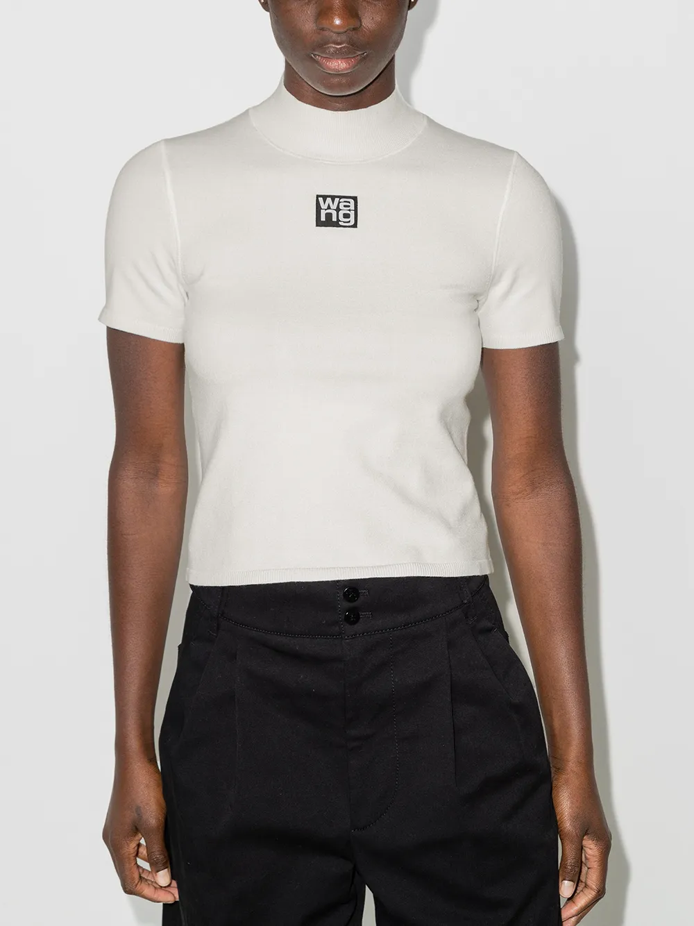 Image 2 of Alexander Wang logo-patch mock neck bodycon top