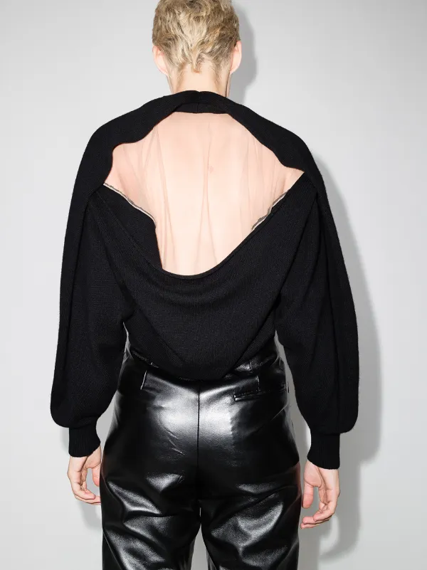 alexander wang sheer shoulder wool & cashmere blend sweater